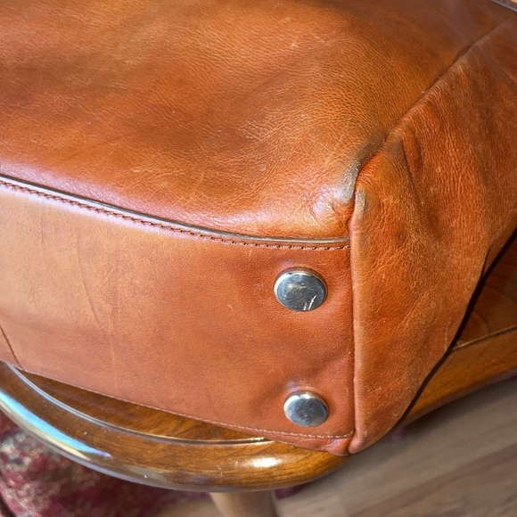 “FOSSIL” BROWN LEATHER TOTE BAG - Picture 12 of 12